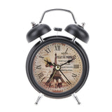 White Black Household Retro Alarm Clock Round Number Double Bell Desk Table Digital Clock Home Decor